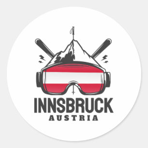 Innsbruck Austria Ski Resort Retro Skiing Classic Round Sticker