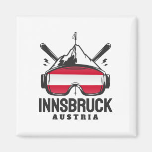 Innsbruck Austria Ski Resort Retro Skiing  Magnet