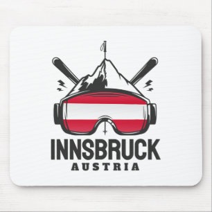 Innsbruck Austria Ski Resort Retro Skiing  Mouse Pad