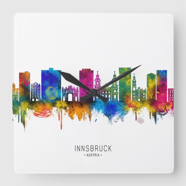 Innsbruck Austria Skyline Square Wall Clock (Front)