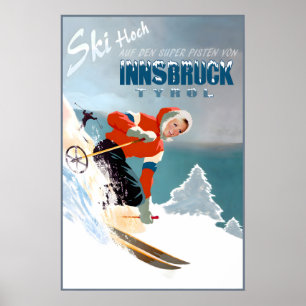 Innsbruck Austria Travel Poster Snow Ski Kerwendel