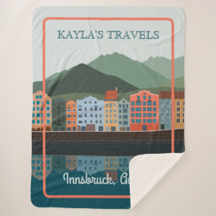 Innsbruck Austria Whimsical Riverside Town Travel Sherpa Blanket