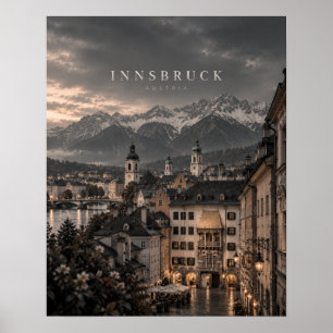 Innsbruck Cinematic Monochrome City Art Poster