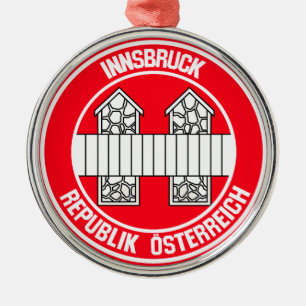 Innsbruck Round Emblem Metal Tree Decoration