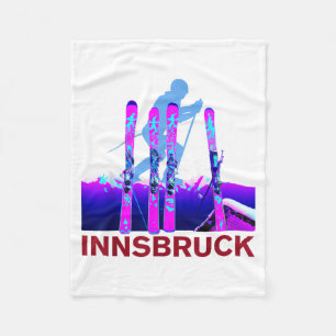 Innsbruck skiing &amp; snowboarding retro 90s fleece blanket