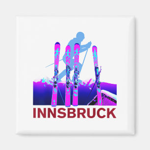 Innsbruck skiing &amp; snowboarding retro 90s magnet