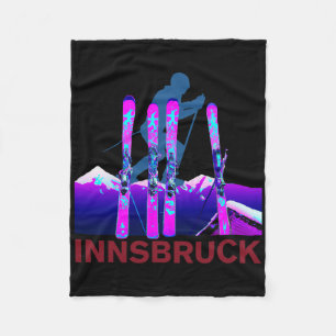 Innsbruck Skiing And Snowboarding Retro 90s Innsbr Fleece Blanket