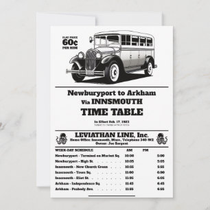 Innsmouth Bus Schedule Joe Sargent Invitation