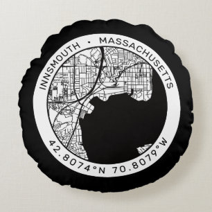 Innsmouth City Map Lovecraft Round Cushion