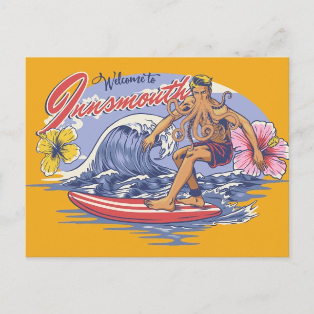 Innsmouth Surfing Lovecraft Postcard (Front)