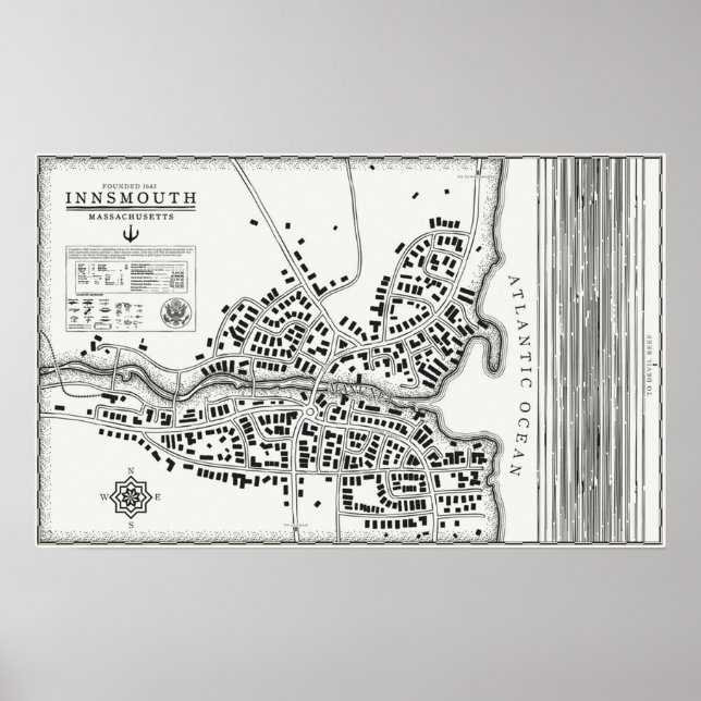 Innsmouth vintage map poster (Front)