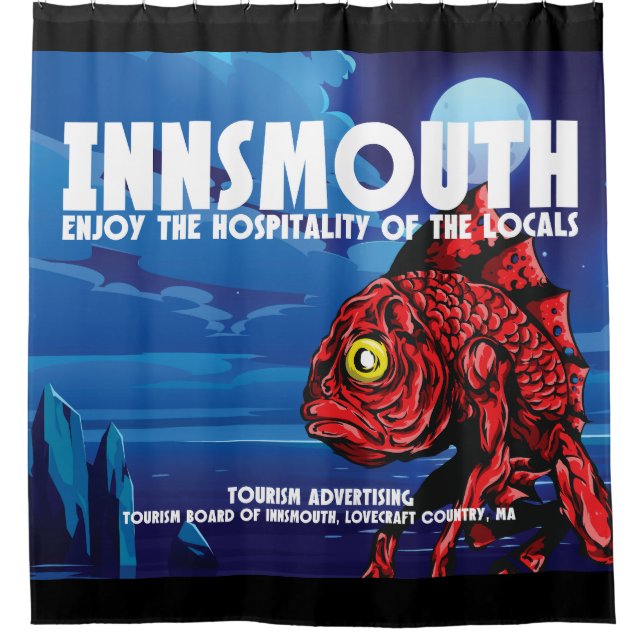 Innsmouth Vintage Travel Poster Lovecraft Shower Curtain (Front)