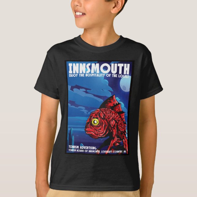 Innsmouth Vintage Travel Poster Lovecraft T-Shirt (Front)