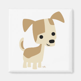 Inquisitive little dog cartoon magnet