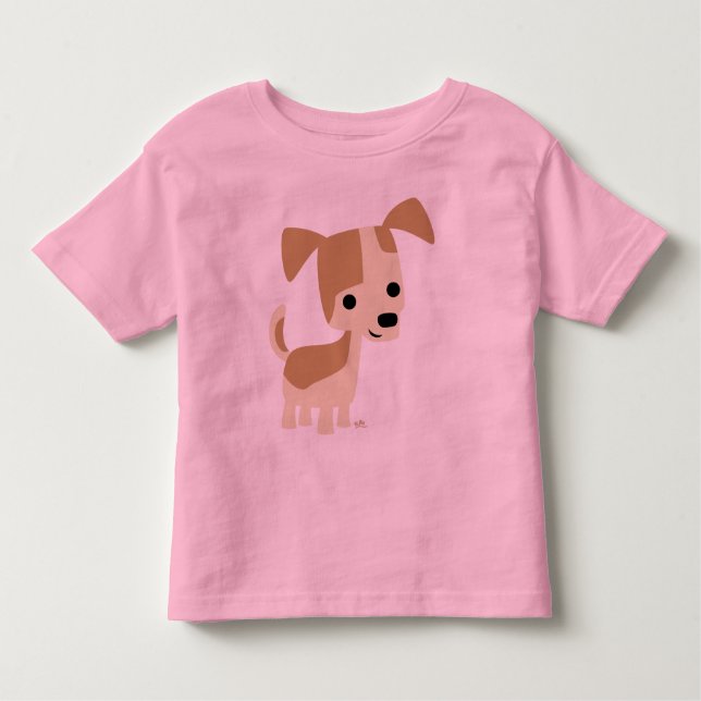 Inquisitive little dog cartoon toddler T-shirt (Front)