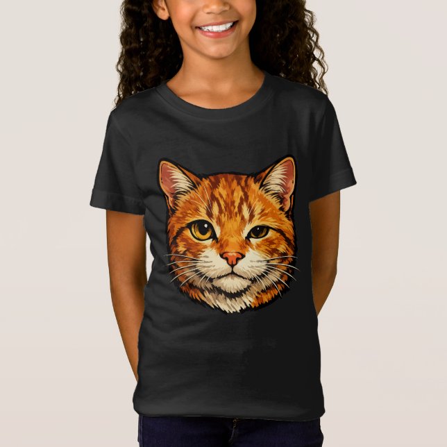 Inquisitive Orange Tabby Cat T-Shirt (Front)