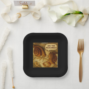 Inquisitive Snail & Michelangelo Parody Cartoon  Paper Plate