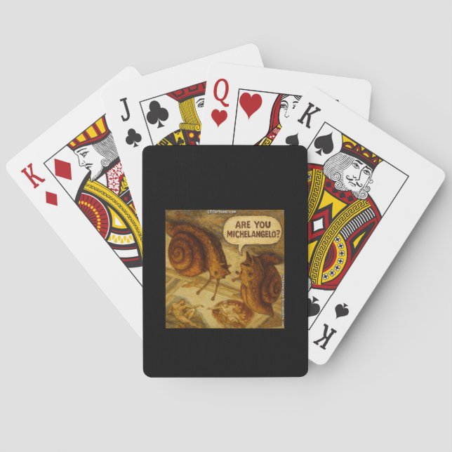 Inquisitive Snail & Michelangelo Parody Cartoon  Playing Cards (Back)