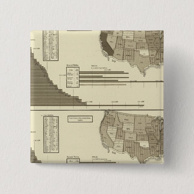 Insane, Idiotic, Blind statistical map 15 Cm Square Badge (Front)