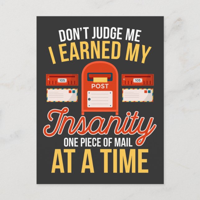 Insane Postman Funny Christmas Retired Mailman Postcard (Front)