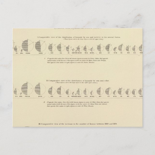 Insane, Statistical US Lithograph 1870 Postcard (Front)