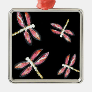 Insect Art Pink Dragonfly Metal Tree Decoration