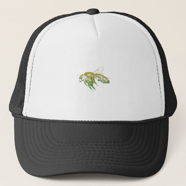 Insect bee beige trucker hat (Front)