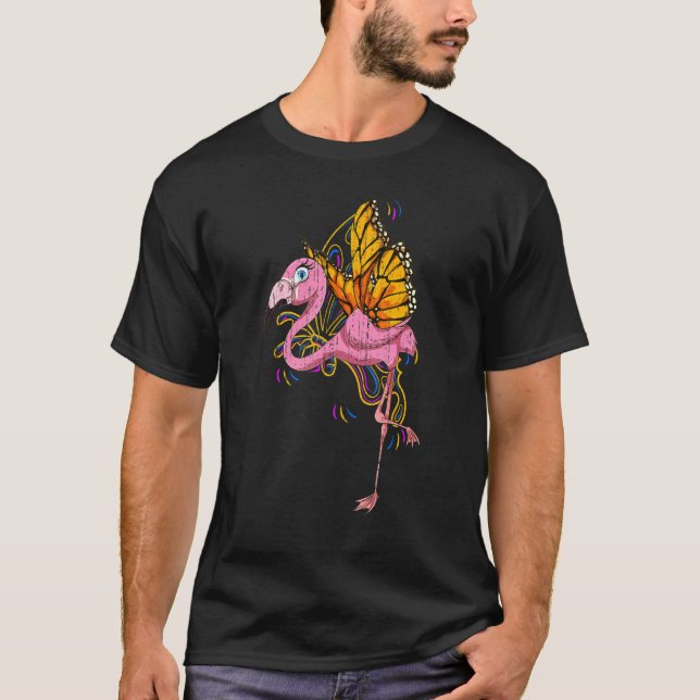 Insect Butterfly Zoo Animal Bird Cute Pink Flaming T-Shirt (Front)