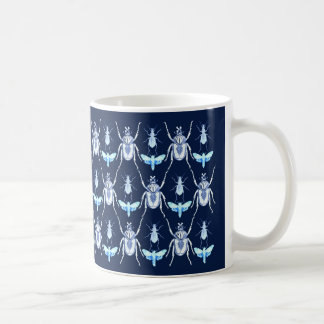 Insect Design, Goliath + Moths , Blue Coffee Mug