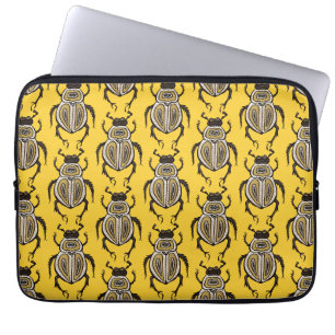 Insect Lover Yellow Decorative Beetle Art Laptop Sleeve