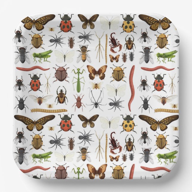 Insect Paper Plates, Bugs Party Supplies Plate (Front)