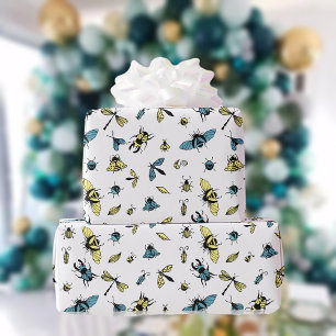 Insect Pattern   White Wrapping Paper