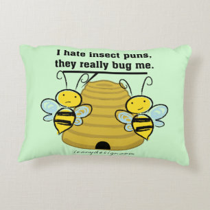 Insect Puns Bug Me Funny Bumble Bees Decorative Cushion