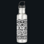 Insects and Bugs 710 Ml Water Bottle<br><div class="desc">Different type of Insects and Bugs such as ladybug, bettle, bee, butterfly, caterpillar, dragonfly, leaf insect, snail and etc in a artwork in black and white hue</div>