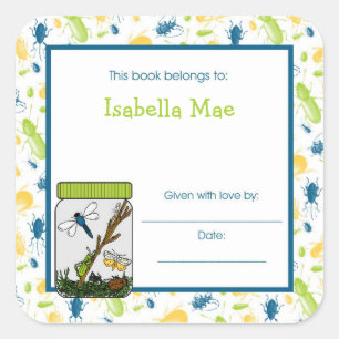 Insects Bug Jar Bookplate Book Plate Sticker