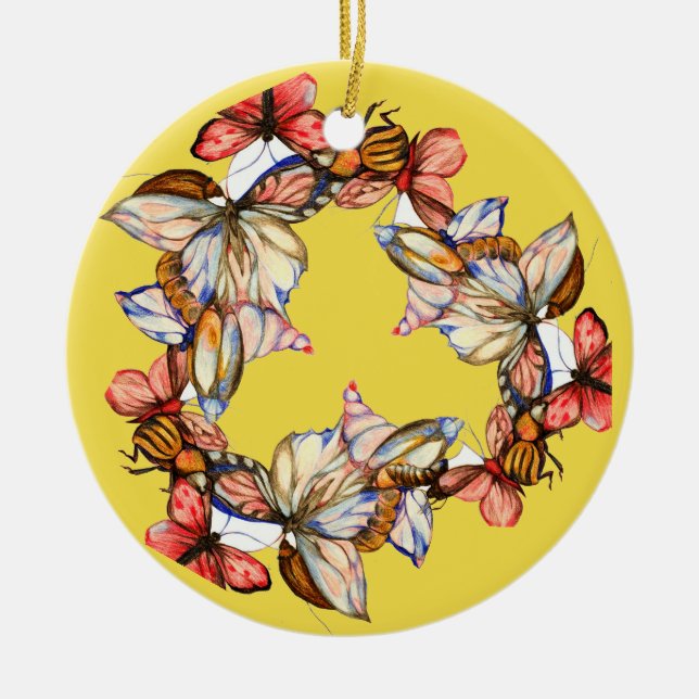 Insects' dancing Ceramic Ornament (Front)