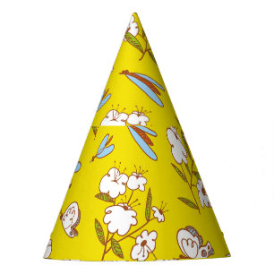 Insects Flowers Butterflies: Summer Seamless Patte Party Hat