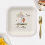 Insects Mushroom Woodland Nature Baby Shower  Paper Plate<br><div class="desc">Nature storybook page inspired baby shower theme featuring illustration of two mushrooms surrounded by moth,  bee,  grasshopper,  and snail.</div>