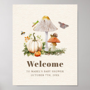 Insects Mushroom Woodland Pumpkin Baby Shower  Poster