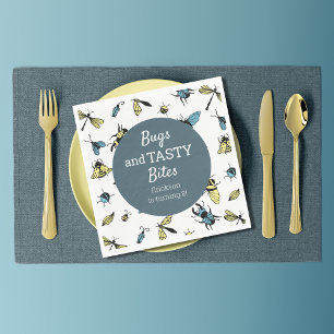 Insects Outdoor Birthday Party Slate Blue Napkin