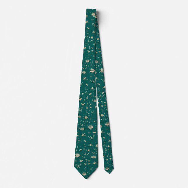 Insects pattern, deep opal green tie (Front)