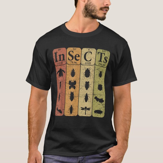 Insects Periodic Table Elements Entomologist Retro T-Shirt (Front)