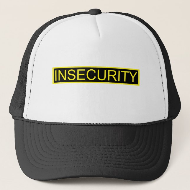 Insecurity funny yellow security guard trucker hat (Front)