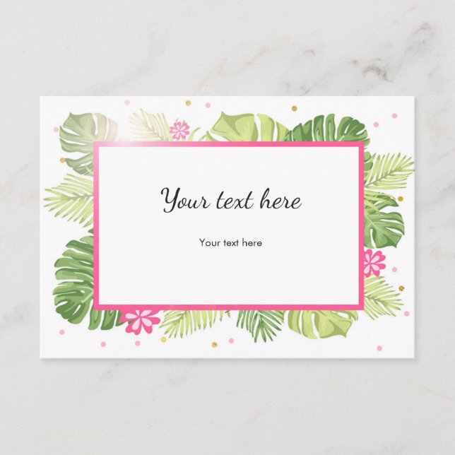 Insert card Tropical Pink Gold Hawaii Palm Leaves (Front)