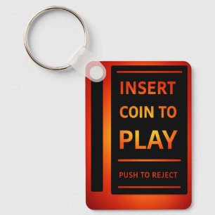 Insert Coin to Play Retro Arcade Keychain   Gamer 