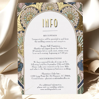 Insert INFO Navy Blue Gold Vintage Art Nouveau Foil Holiday Postcard