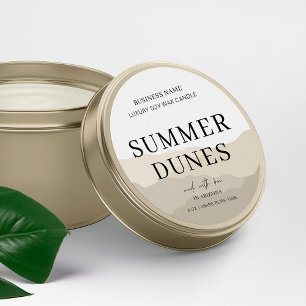 Insert Logo Modern Boho Beige Candle Jar Packaging Classic Round Sticker