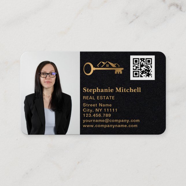 Insert Photo Real Estate Realtor Key House QR Code (Front)