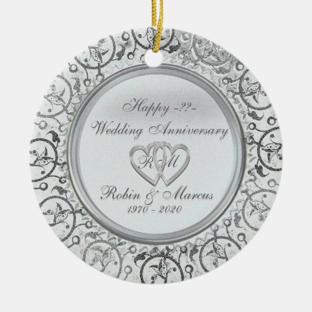 Insert Years Wedding Anniversary Ornaments (Front)