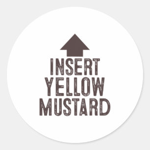 Insert Yellow Mustard Halloween Pointing Arrow To  Classic Round Sticker